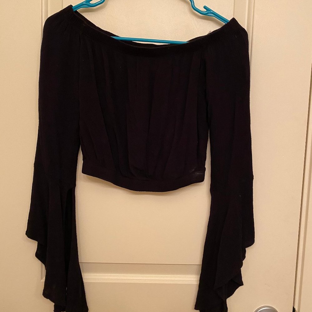Black Off the Shoulder Crop Top